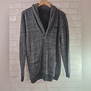 Vans Knit Cardigan Sweater Men's Long Sleeve Button-down Navy Heather Gray Sz. M